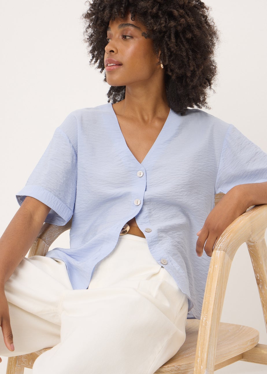 Light Blue  Short Sleeve V-Neck Shirt