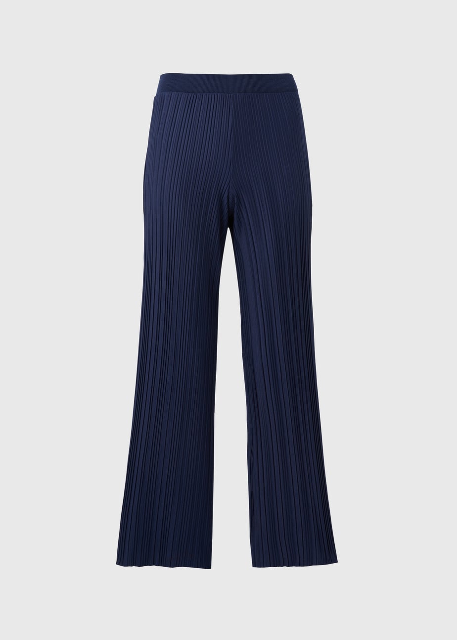 Navy Plisse Co Ord Trousers