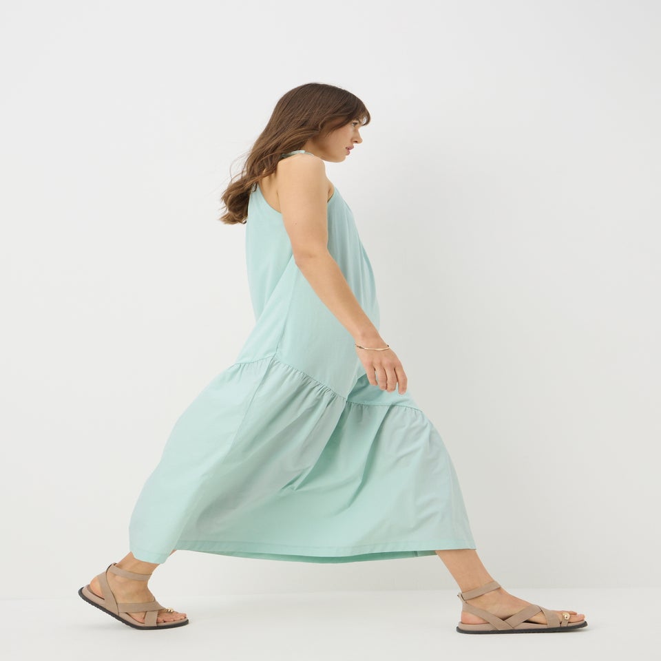Mint Asymmetric Tiered Cami Maxi Dress