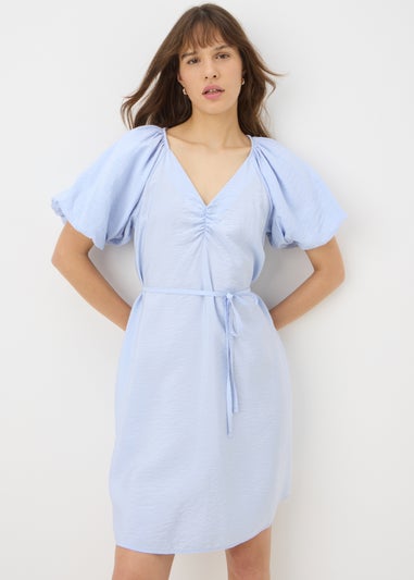 Blue Puff Sleeve Mini Dress