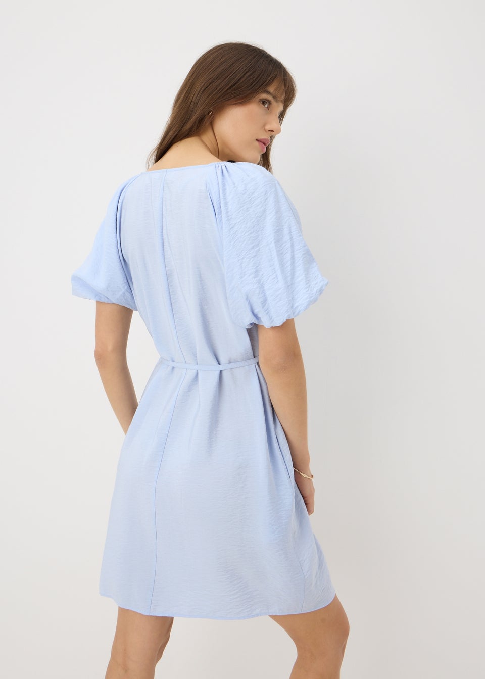 Blue Puff Sleeve Mini Dress