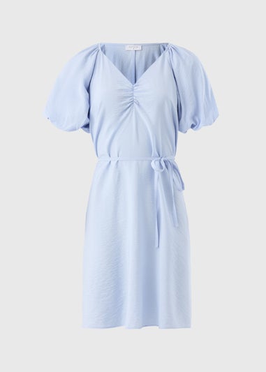 Blue Puff Sleeve Mini Dress