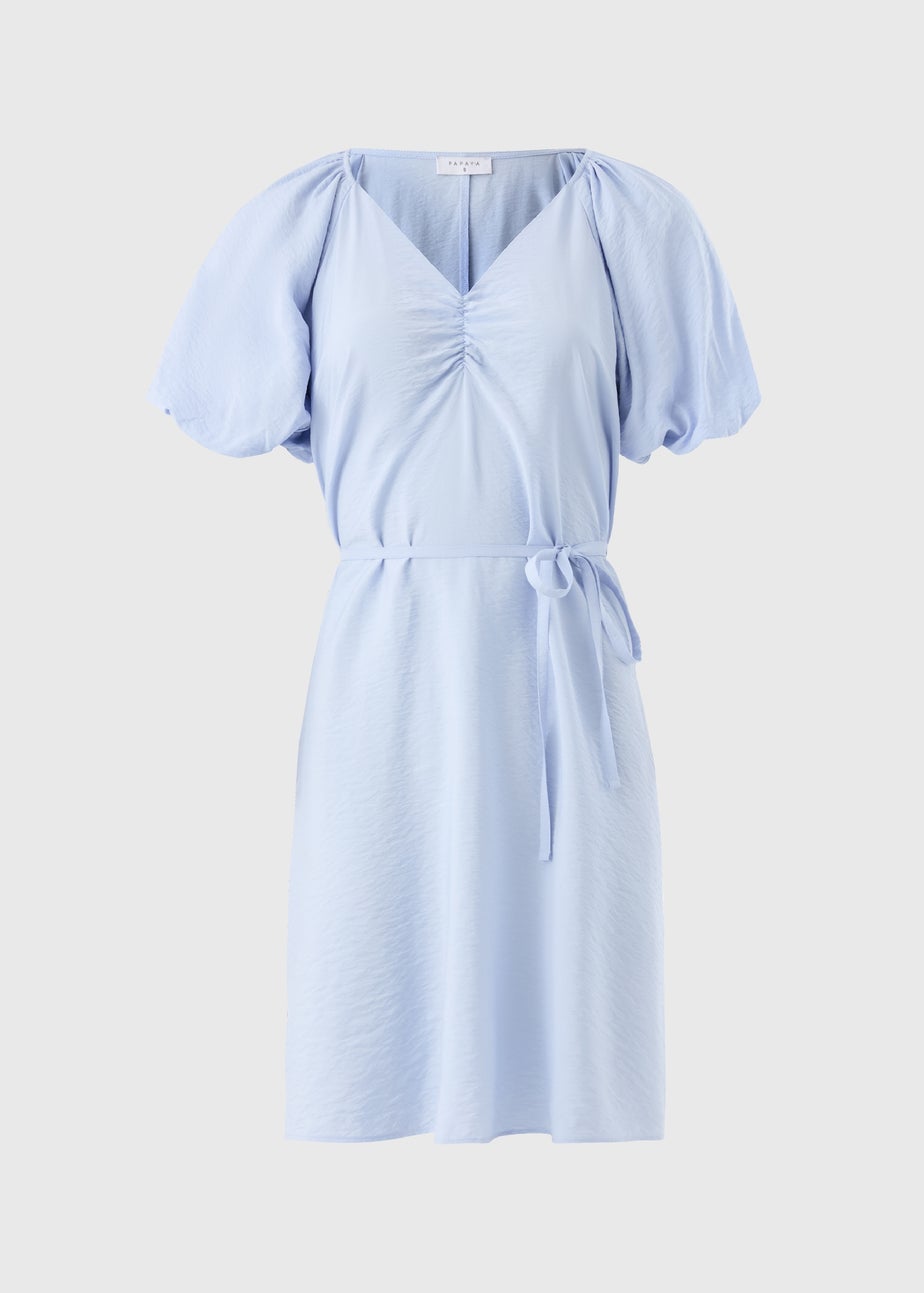 Blue Puff Sleeve Mini Dress