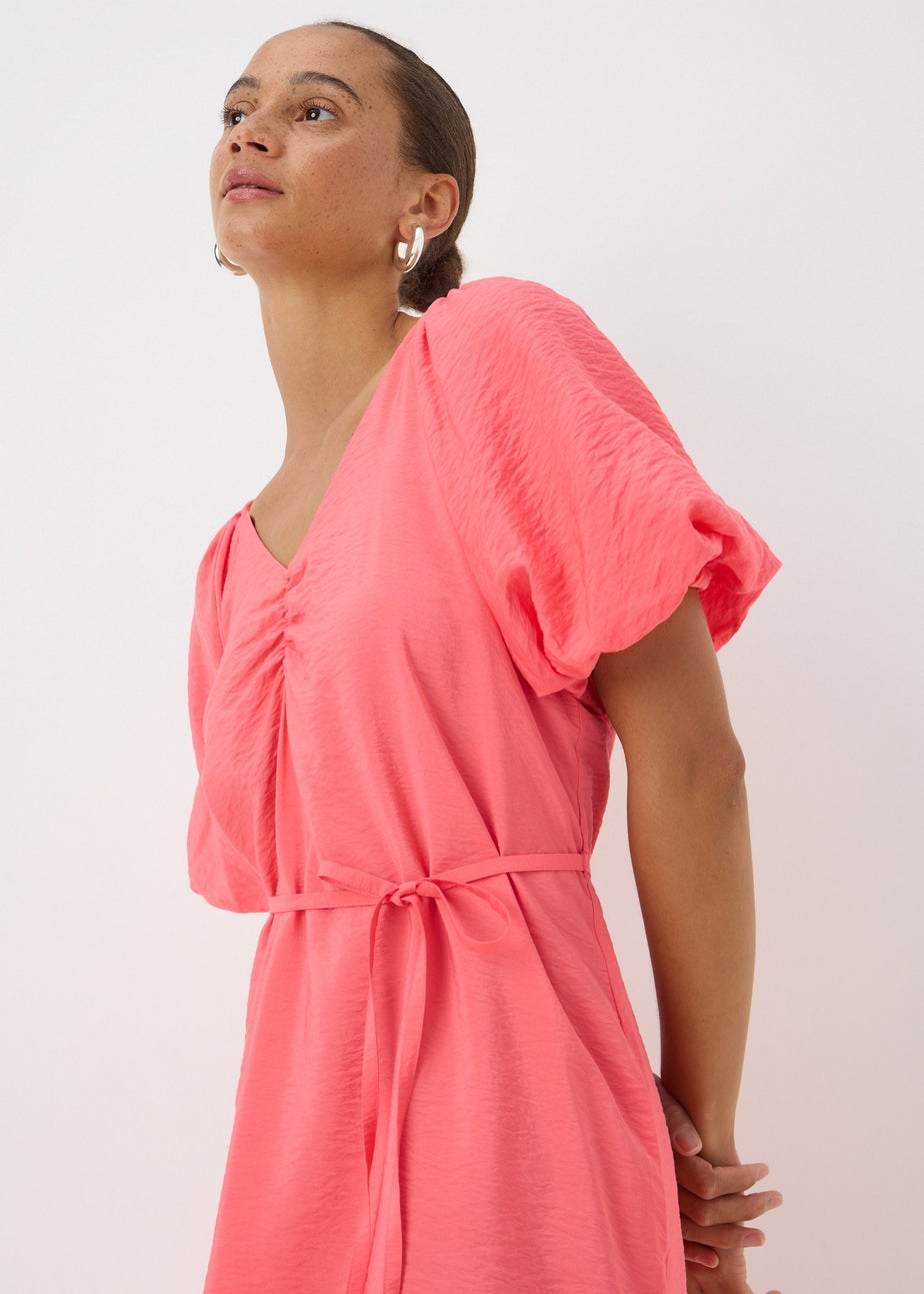 Coral Tie Belt Mini Dress