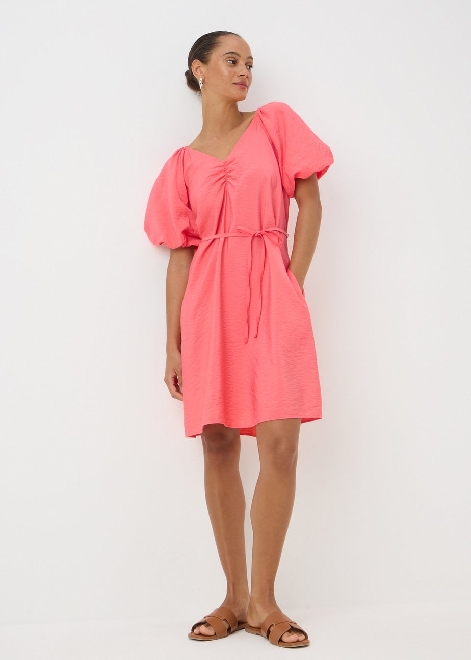 Coral Tie Belt Mini Dress
