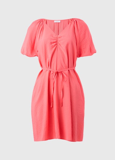 Coral Tie Belt Mini Dress