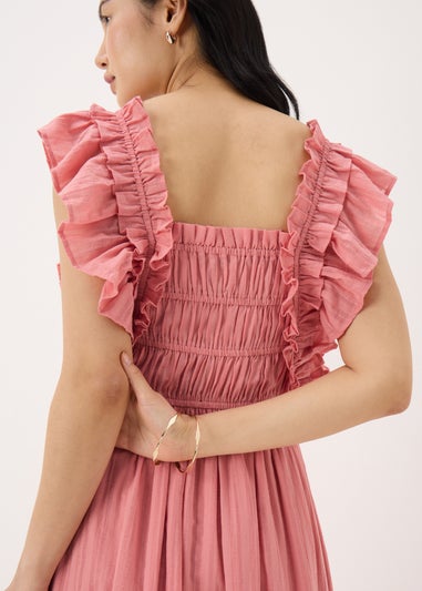 Pink Frill Midi Dress