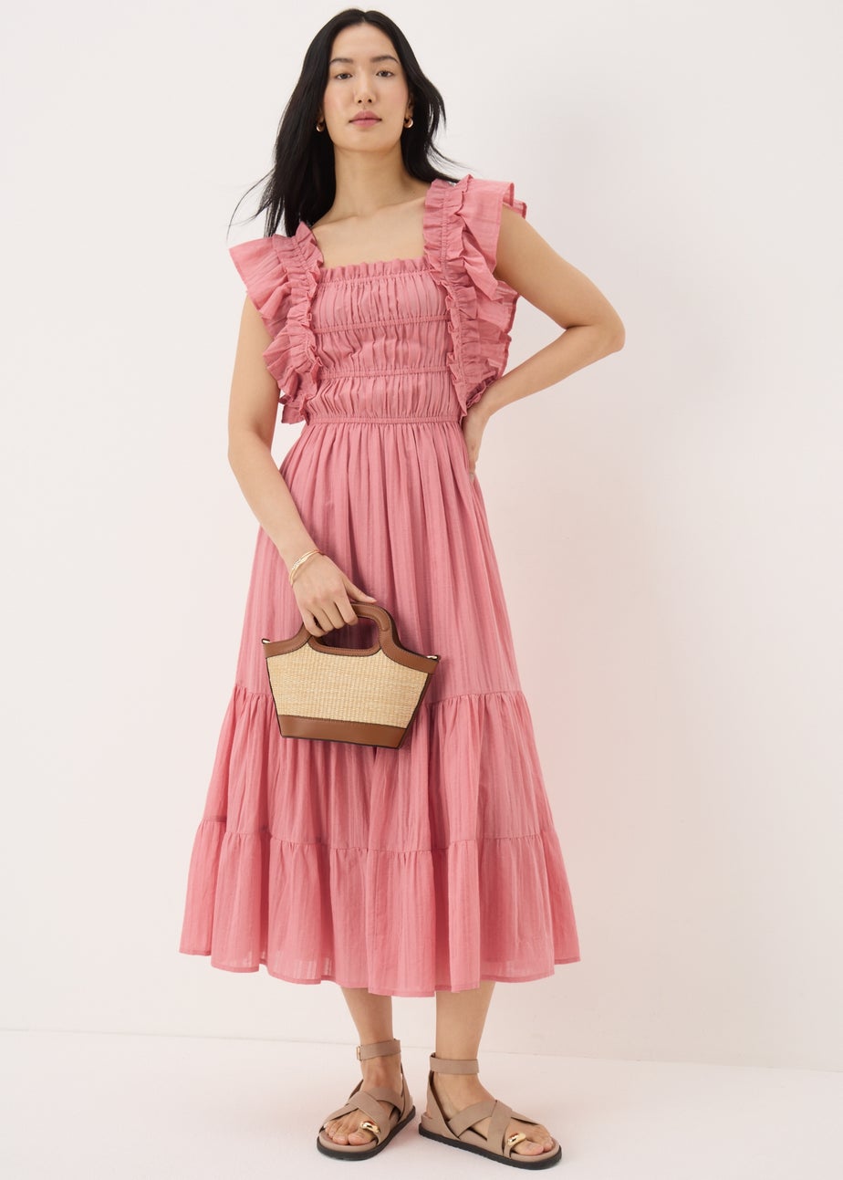 Pink Frill Midi Dress