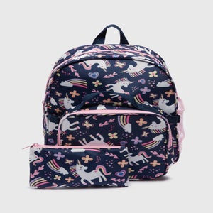 Kids 3 Piece Navy Unicorn Backpack Set