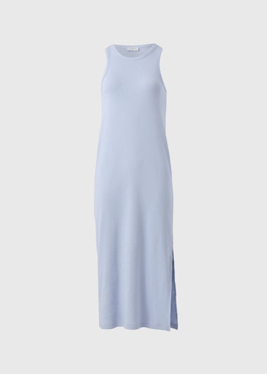 Pale Blue Ribbed Racer Back Midi Dress
