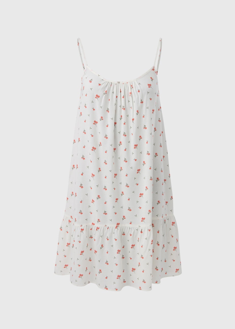 Coral Ditsy Floral Cami Mini Dress