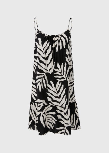 Black Monochrome Leaf Print Cami Mini Dress