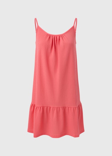 Coral Crinkle Cami Mini Dress