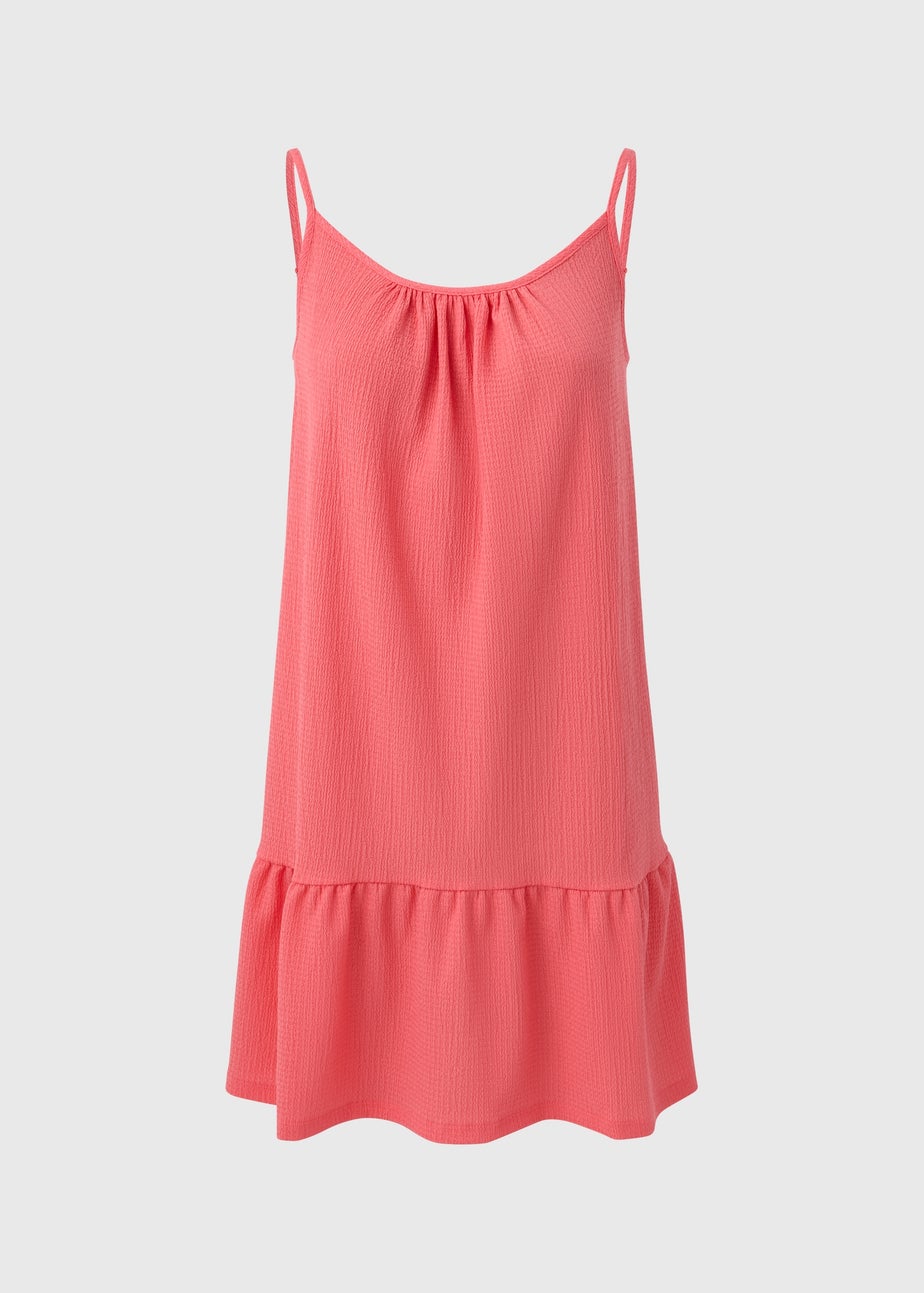 Coral Crinkle Cami Mini Dress