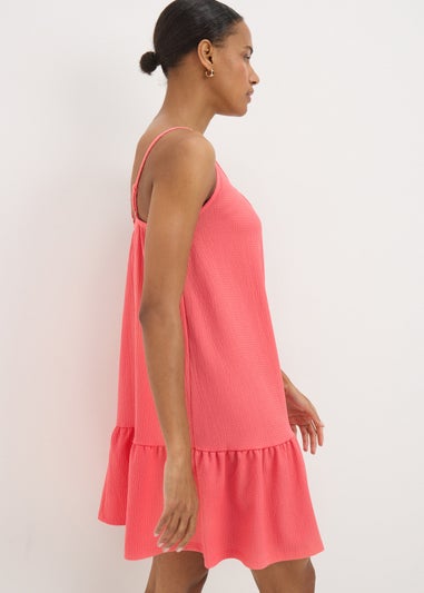 Coral Crinkle Cami Mini Dress