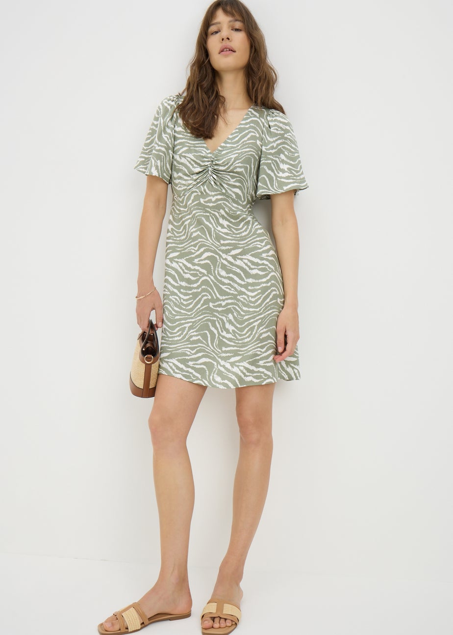 Sage Zebra Print Mini Dress