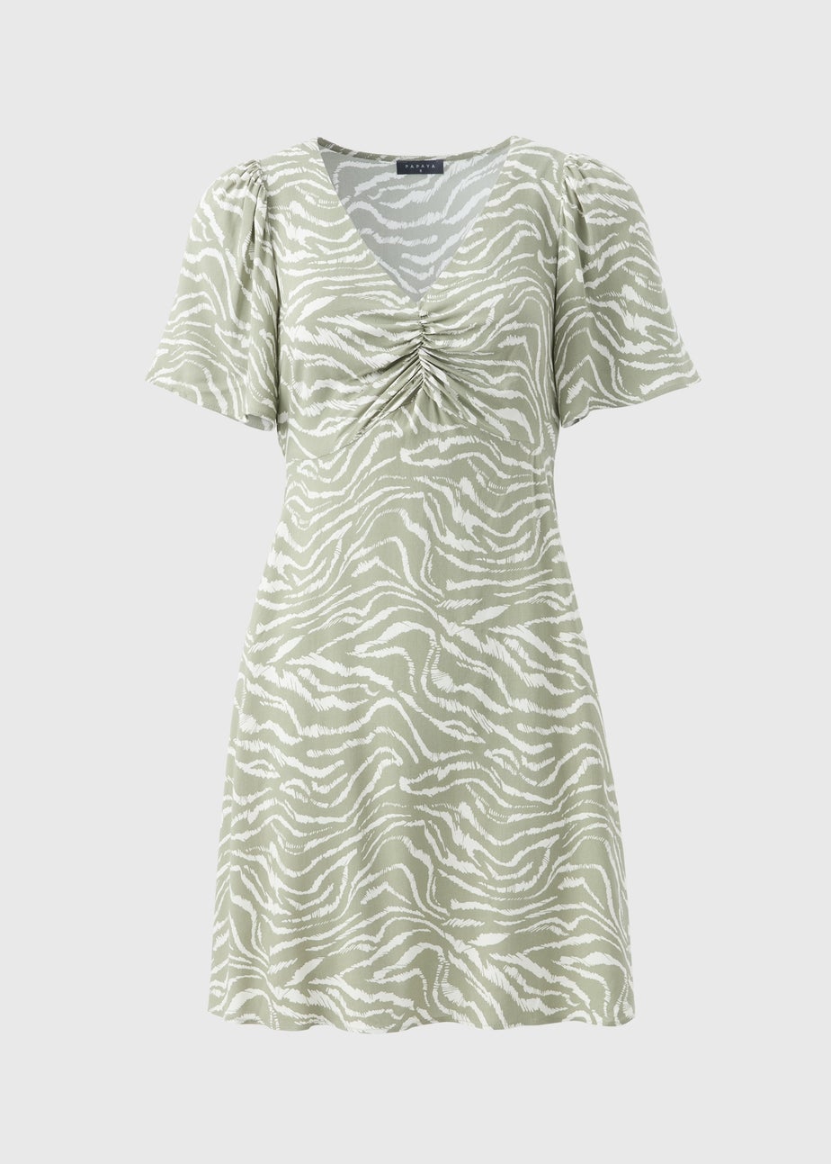 Sage Zebra Print Mini Dress