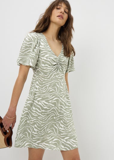 Sage Zebra Print Mini Dress