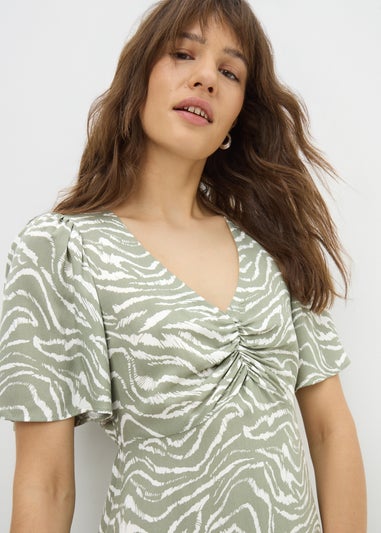 Sage Zebra Print Mini Dress