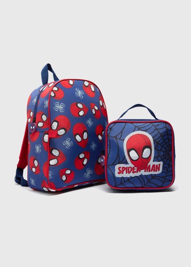 Boys Navy Spiderman Backpack Set