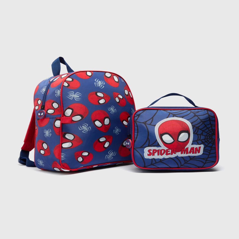 Boys Navy Spiderman Backpack Set