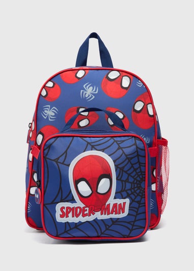 Boys Navy Spiderman Backpack Set
