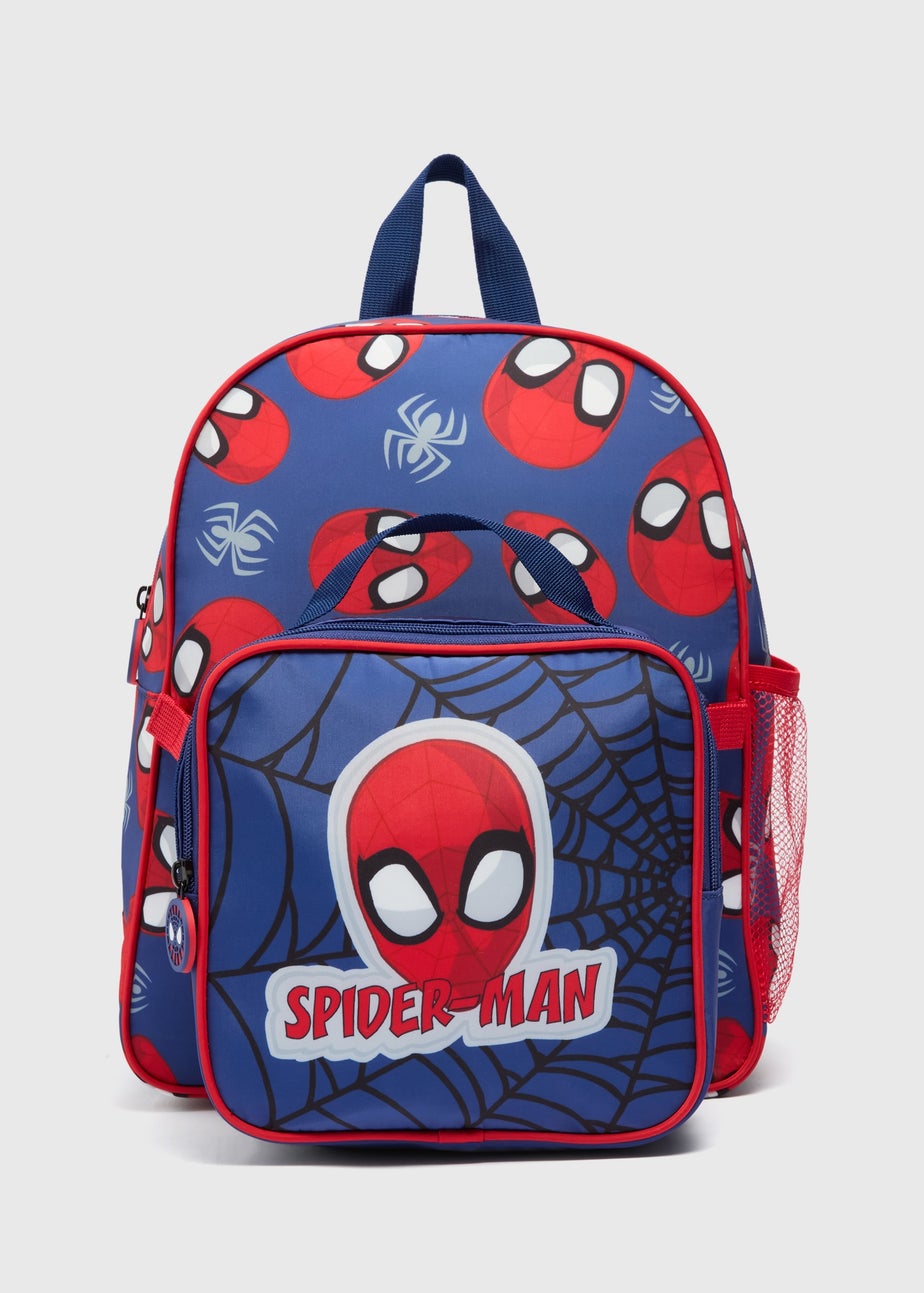 Boys Navy Spiderman Backpack Set