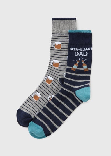 2 Pack Multi Beer Dad Socks