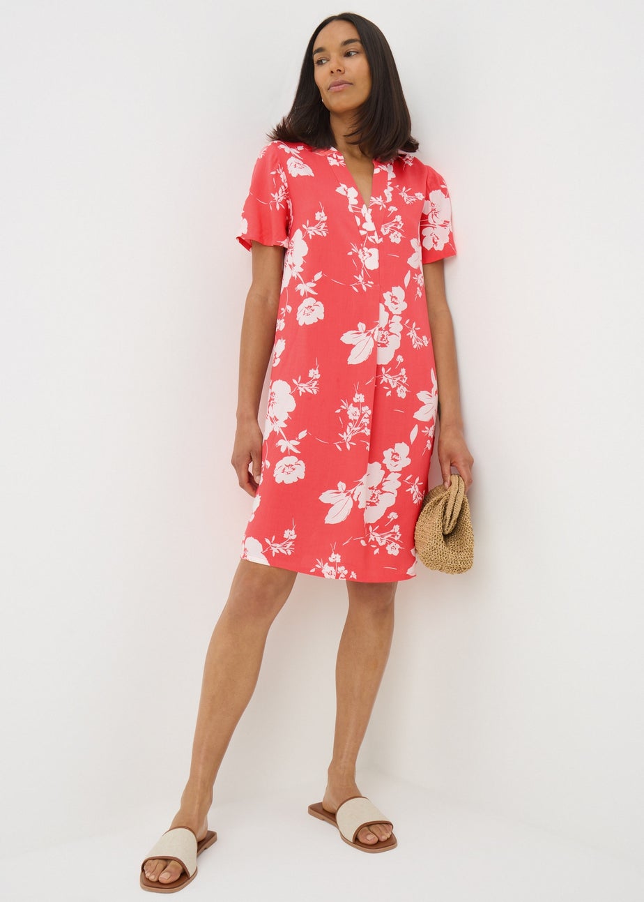 Coral Floral Popover Tunic