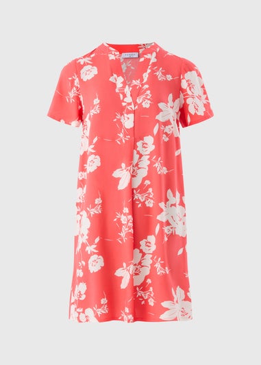 Coral Floral Popover Tunic