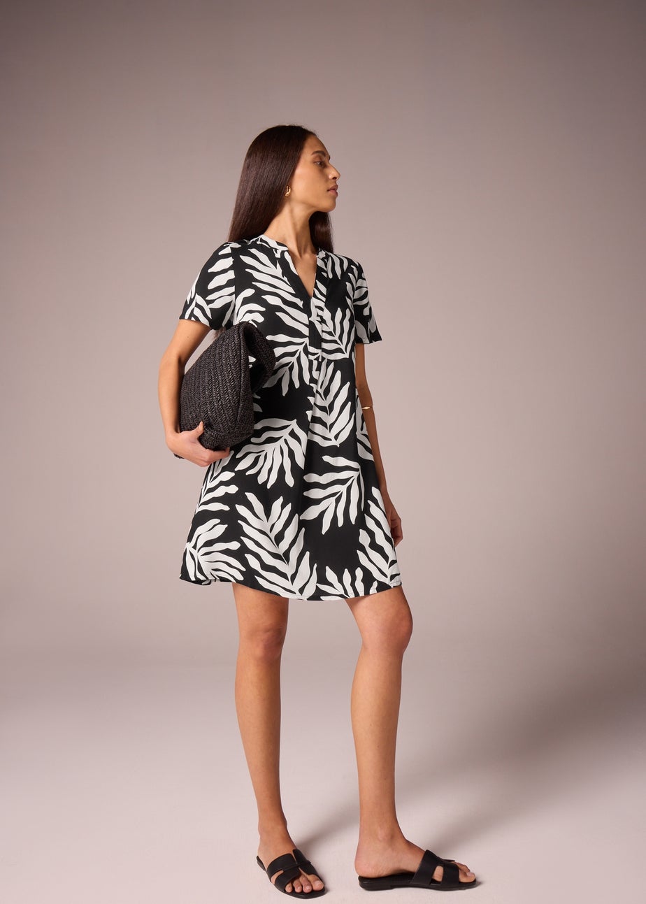 Black Leaf Popover Tunic Dress