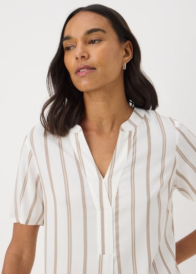 Taupe Stripe Popover Tunic