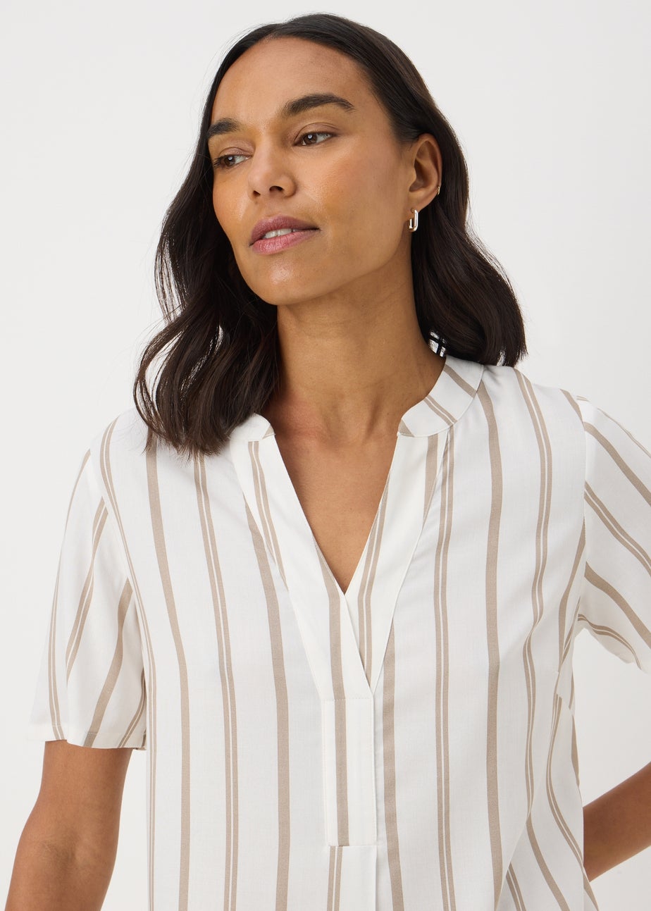 Taupe Stripe Popover Tunic