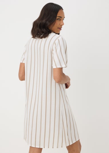 Taupe Stripe Popover Tunic