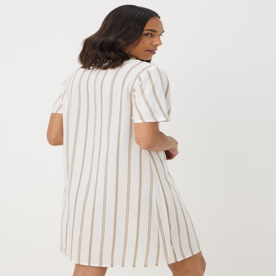 Taupe Stripe Popover Tunic