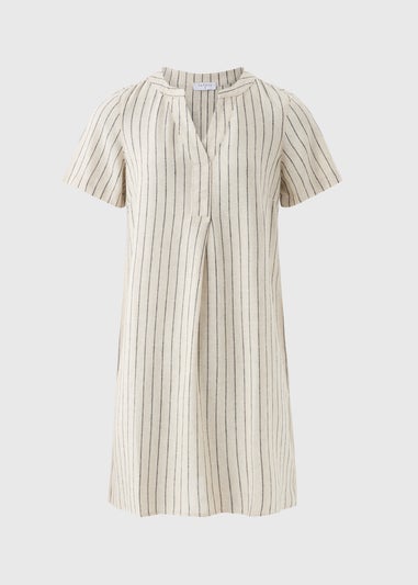 Stone Stripe Linen Blend Shift Dress