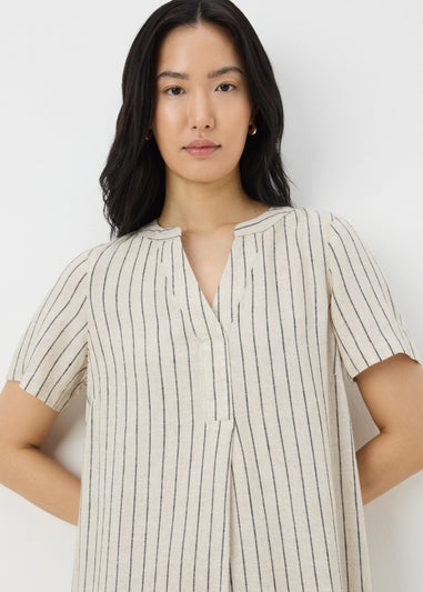 Stone Stripe Linen Blend Shift Dress