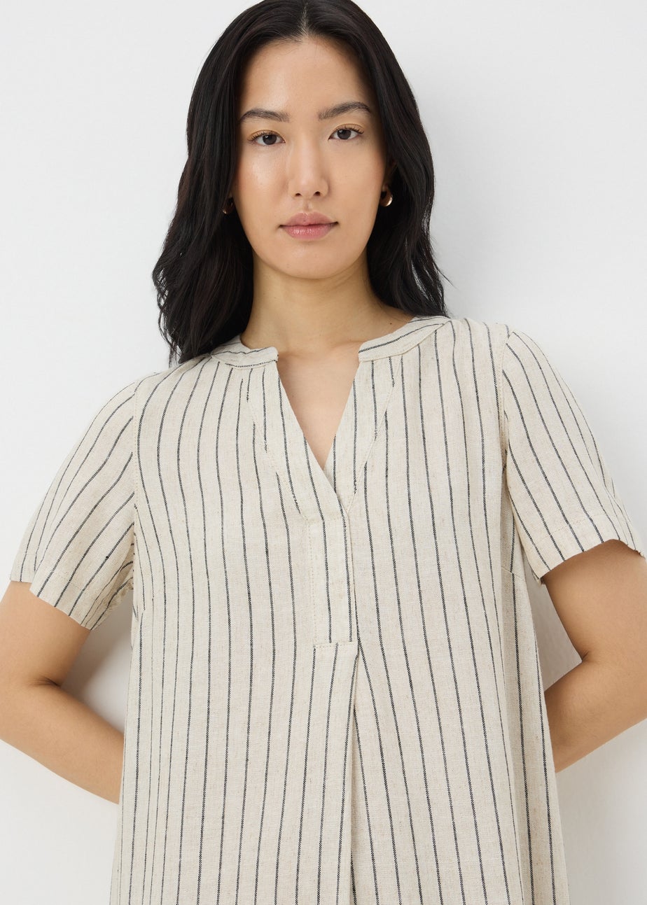 Stone Stripe Linen Blend Shift Dress