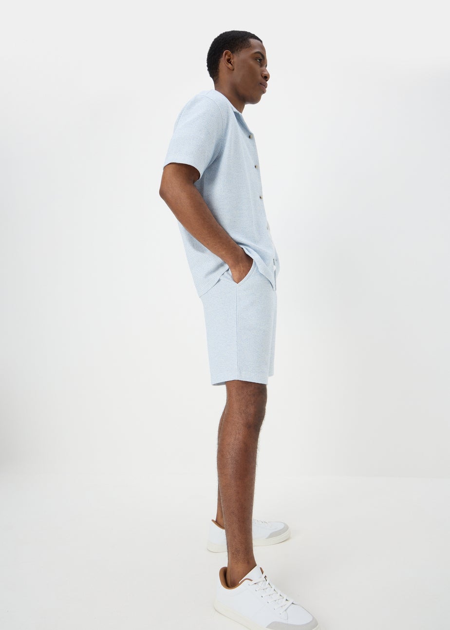 Light Blue Grid Texture Co Ord Shorts