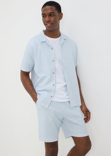 Light Blue Grid Texture Co Ord Shorts
