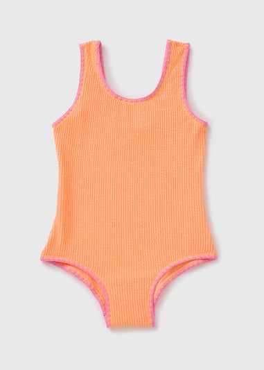 Girls Orange Crinkle Swimsuit (7-15yrs)