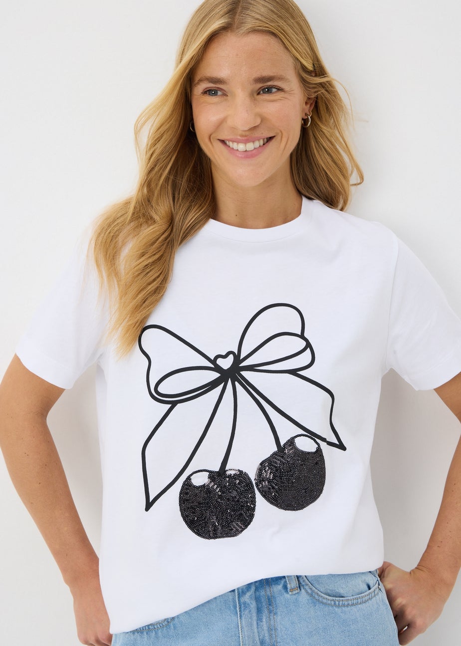 White Cherry Sequin T-Shirt
