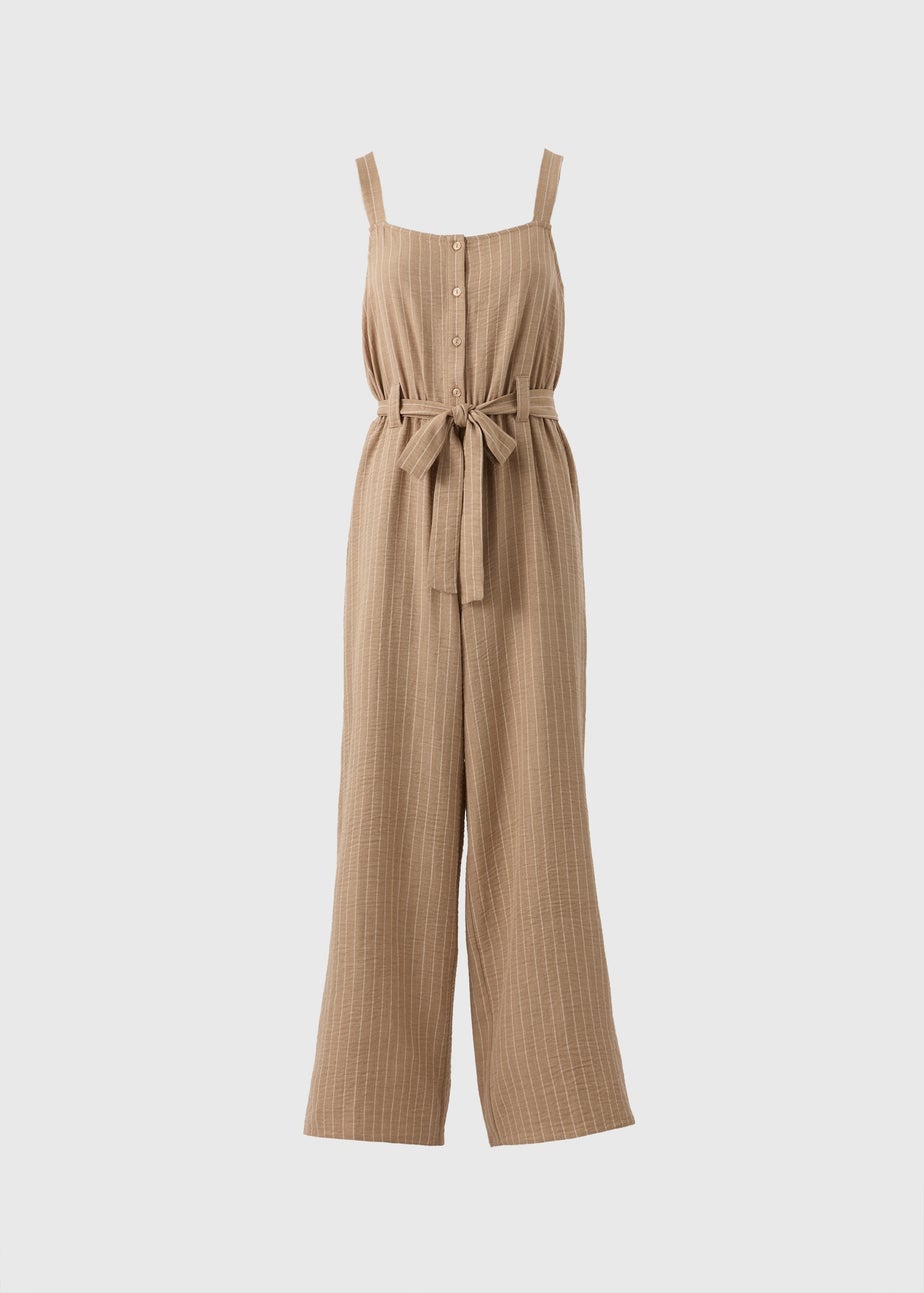 Stone Stripe Button Front Jumpsuit