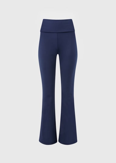 Souluxe Navy Foldover Waistband Flared Leggings