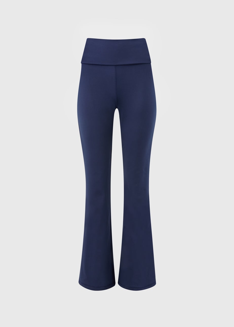 Souluxe Navy Foldover Waistband Flared Leggings