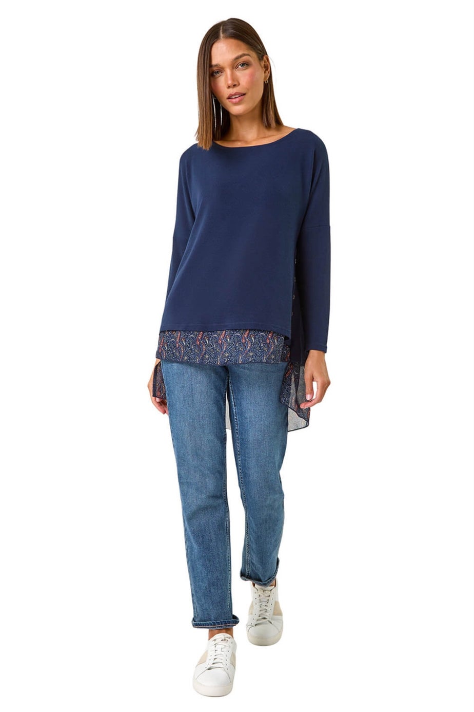 Roman Midnight Blue 2 in 1 Hem Detail Top