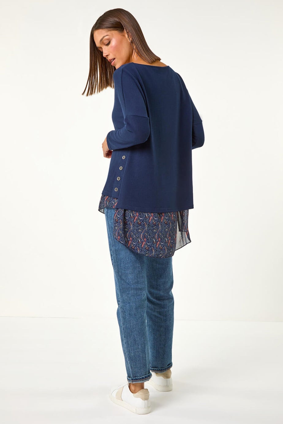 Roman Midnight Blue 2 in 1 Hem Detail Top