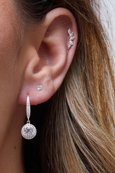 Sterling Silver 925 White Cubic Zirconia Clara Drop Earrings