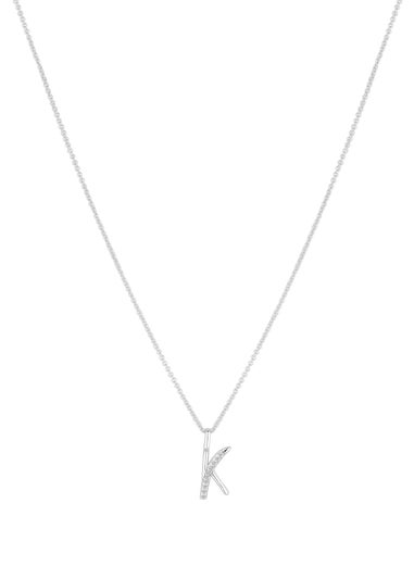 Simply Silver Sterling Silver 925 Polished & Cubic Zirconia Initial Pendant - K