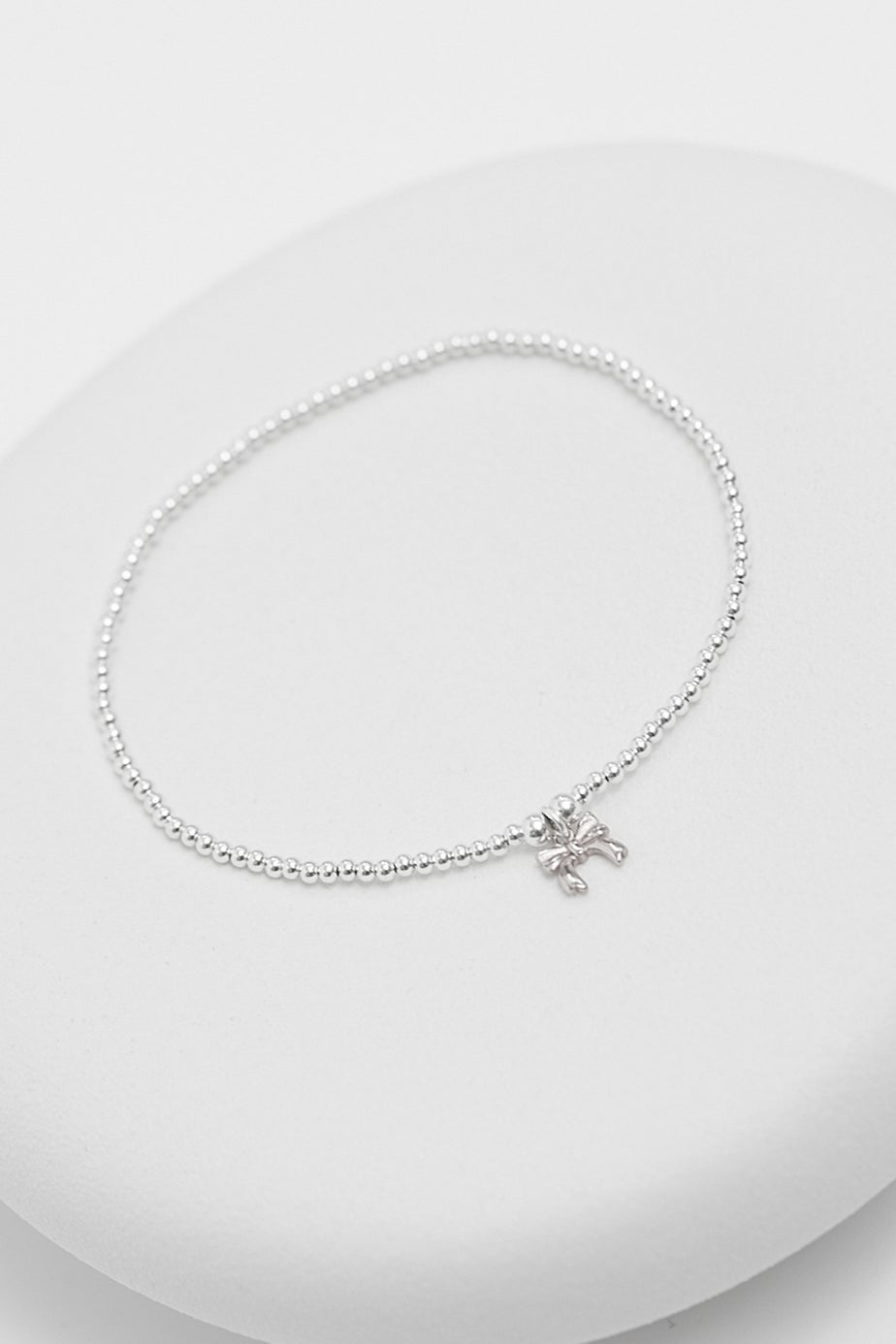 Simply Silver Sterling Silver 925 Bow Charm Stretch Bracelet